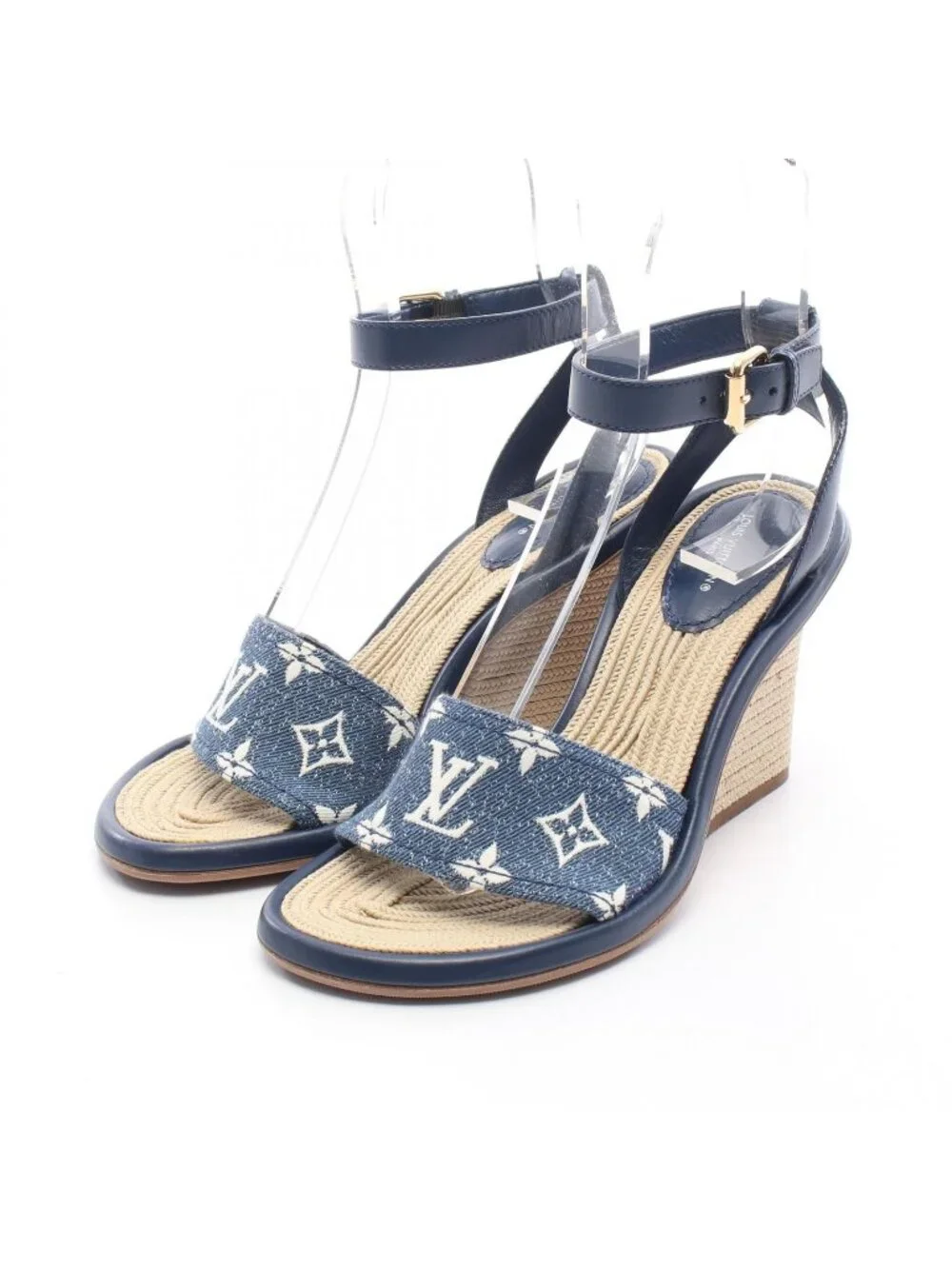 Louis Vuitton Sandals Maia Line Monogram Denim Wedge Sole